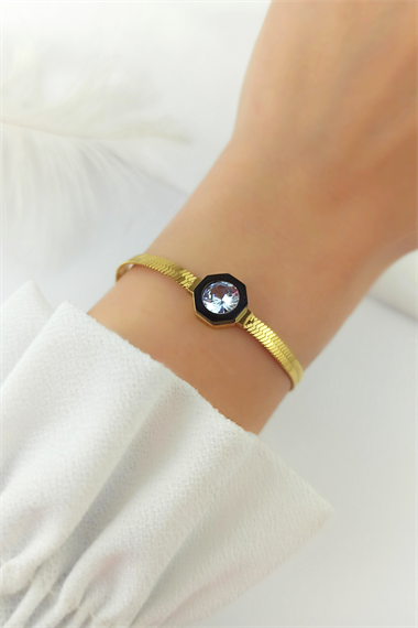 Çelik Taşlı İtalyan Zincir Bileklik TrBilek7905