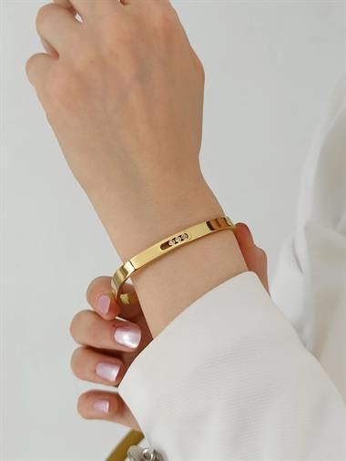 Çelik Taşlı Kare Kelepçe Bileklik