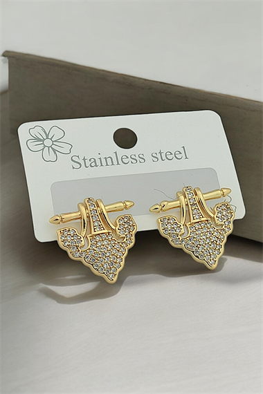 Çelik Taşlı Küpe Leyla Küpe