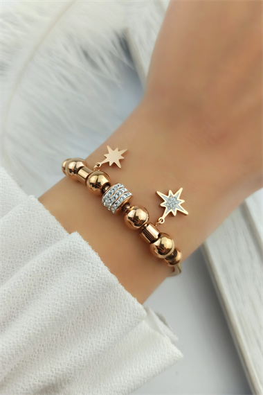 Çelik Taşlı Kuzey Yıldız Figür Çelik Bileklik TrBilek7856