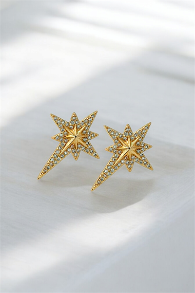 Çelik Taşlı Kuzey Yıldız Küpe 