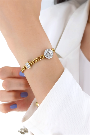 Çelik Taşlı Topcuk Zincir Bileklik TrBileklik70367