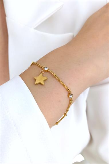 Çelik Taşlı Yıldız Bileklik 