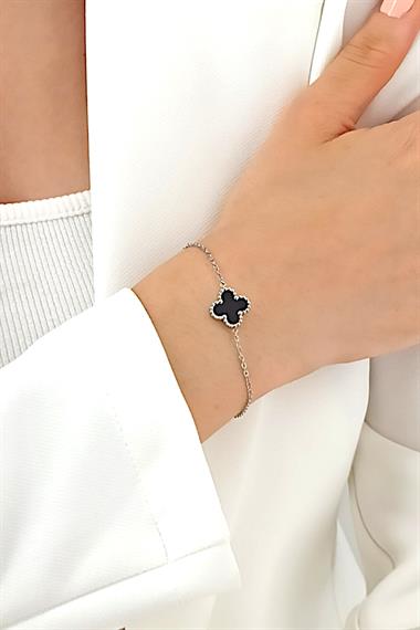 Çelik Tek Yonca Sedef Bileklik Van Cleef Model