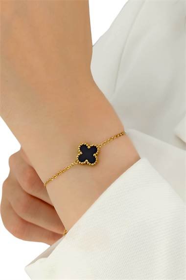 Çelik Tek Yoncalı Sedef Bileklik Van Cleef Model