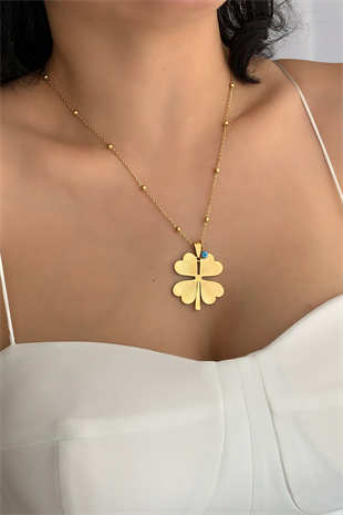 Çelik Topçuk Zincir Büyük Yonca Çelik Kolye TrKolye5850 YB37503