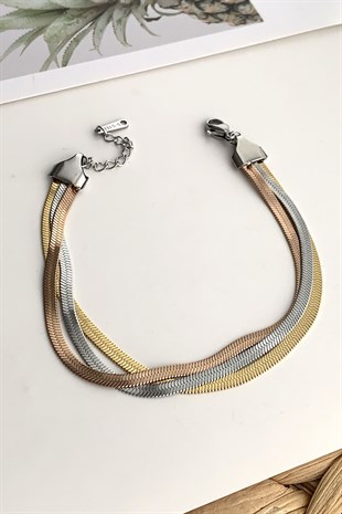 Çelik Üç Sıra İtalyan Zincir Çelik Bileklik TrBilek7829 YB37503