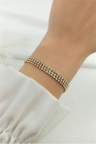 Çelik Üç Sıra Su Yolu Çelik Bileklik TrBilek7990