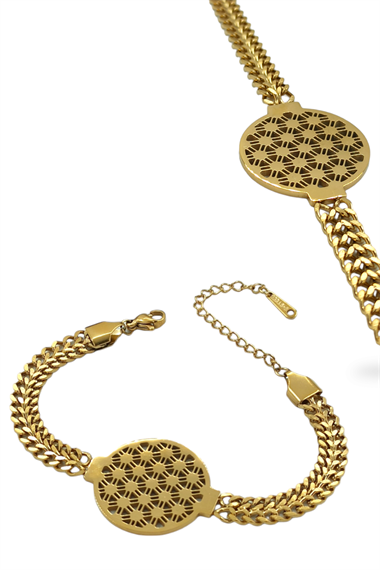 Çelik Yaşam Çiçeği Bileklik 