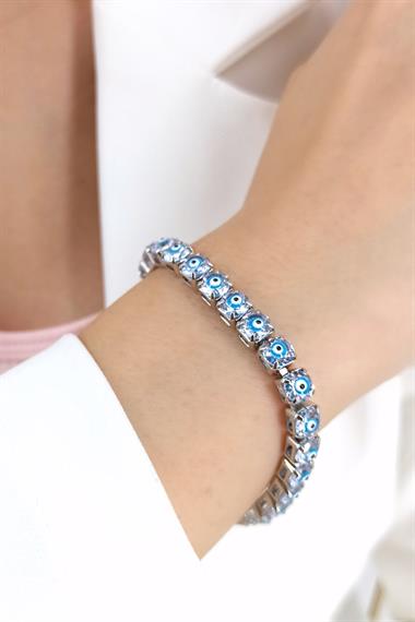 Çelik Zirkon Taş Nazar Boncuk Bileklik