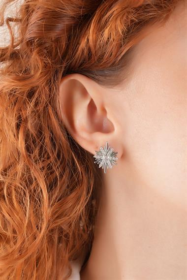 Çelik Zirkon Taşlı Kuzey Yıldız Küpe 35635