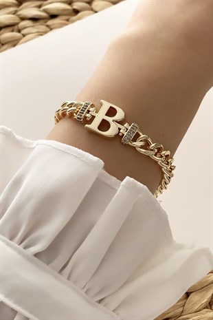 Gold B Harf Bileklik TrBilek7537 B34003