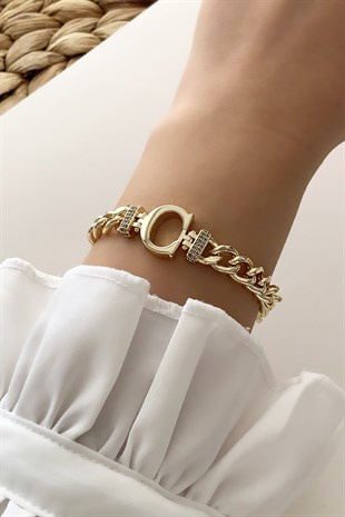Gold C Harf Bileklik TrBilek7715 B34003