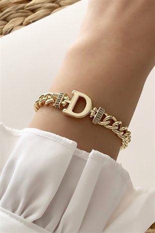 Gold D Harf Bileklik TrBilek7714 B34003