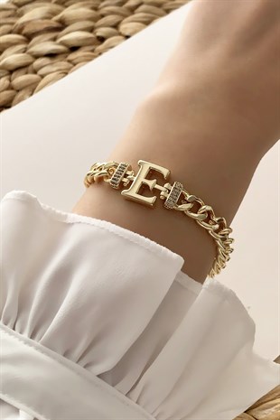 Gold E Harf Bileklik TrBilek7538 B34003