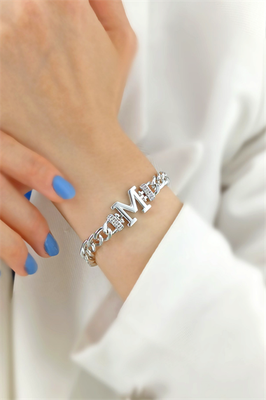 Gold M Harf Bileklik TrBilek7539 B34003