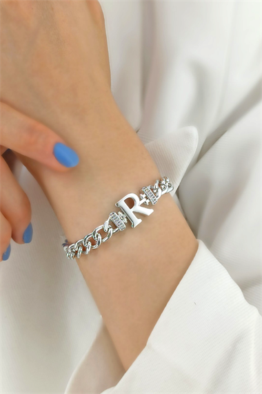 Gold R Harf Bileklik TrBilek7717 B34003