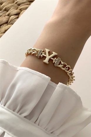 Gold Y Harf Bileklik TrBilek7578 B34003