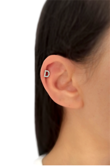 Gümüş Renk Harf Piercing - D HarfPiercing