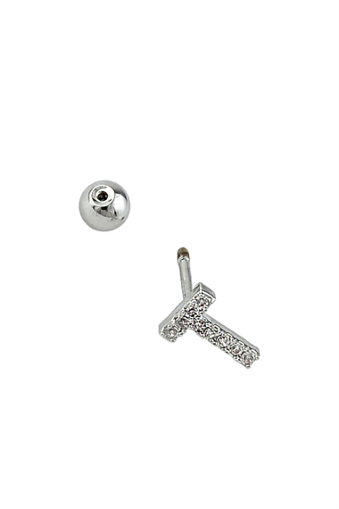 Gümüş Renk Harf Piercing - T HarfPiercing