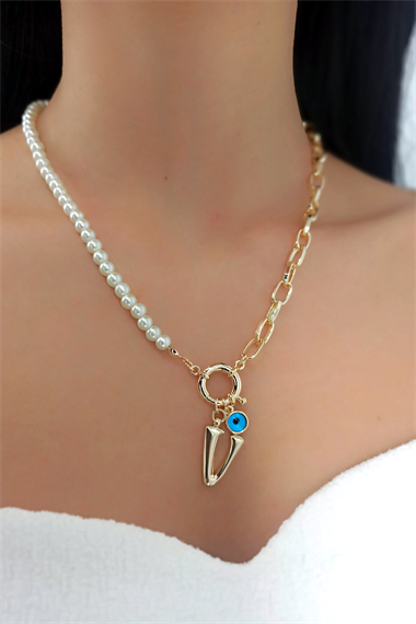 İncili V Harf Kolye ÇlkİnciliKolyeV