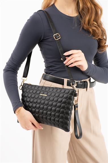 Kabartma Deri Clutch Model El&Omuz Çapraz Çanta 1424