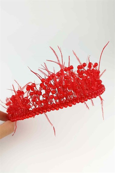 Kırmızı Kristal Taş Abiye Taç2168