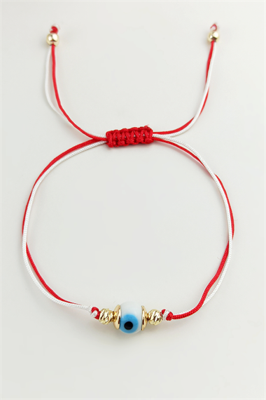 Marteniçka Bileklik Beyaz Nazar Boncuklu  Asansörlü Bileklik TRBİLEK7868