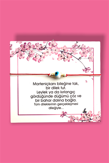 Marteniçka Bileklik Beyaz Nazar Boncuklu  Asansörlü Bileklik TRBİLEK7868