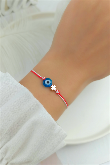 Marteniçka Bileklik Yoncalı Nazar Boncuklu  Asansörlü Bileklik TRBİLEK7868
