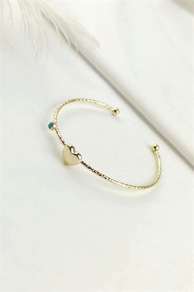 Mavi Taş Kelepçe Kalp Bileklik TrBilek70029