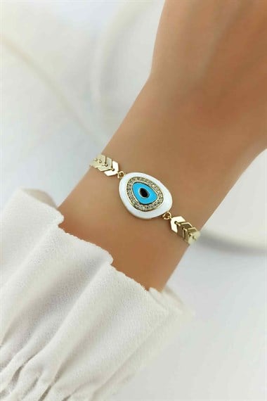 Mineli Nazar Boncuk Balıksırtı Bileklik TrBilek70074