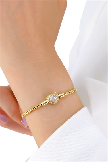 Pandora Model Bileklik Taşlı Kalp Bileklik