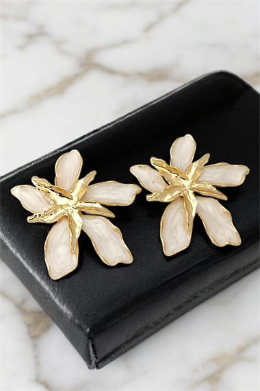 Plaka Mineli Çiçek Küpe