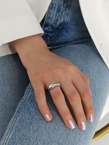 Premim Ayarlanabilir Plaka Bombeli Damla Yüzük