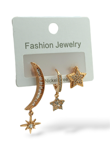 Premium 3lü Kutup Yıldız Küpe Kombin 35636