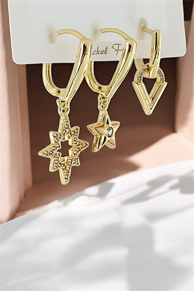 Premium 3lü Kuzey Yıldız Küpe Kmbin