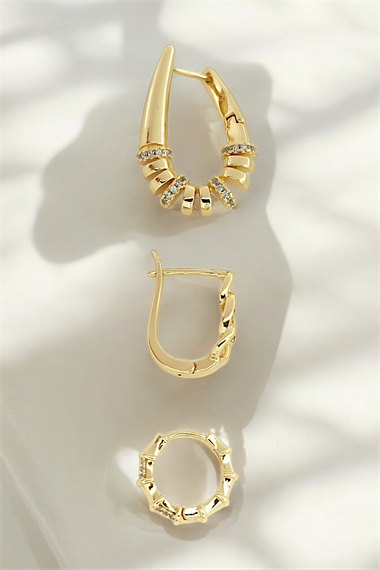 Premium 3lü Taşlı Geçmeli Küpe Kombin