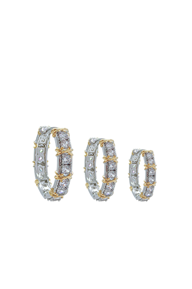 Premium 3lü Taşlı Halka Küpe