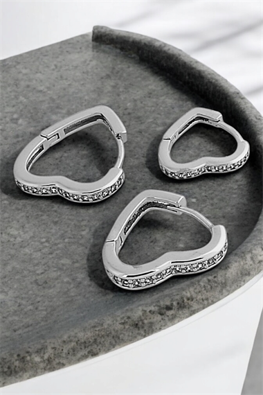 Premium 3lü Taşlı Kalp Küpe Kombin