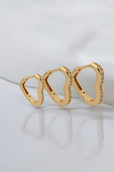 Premium 3lü Taşlı Kalp Küpe Kombin