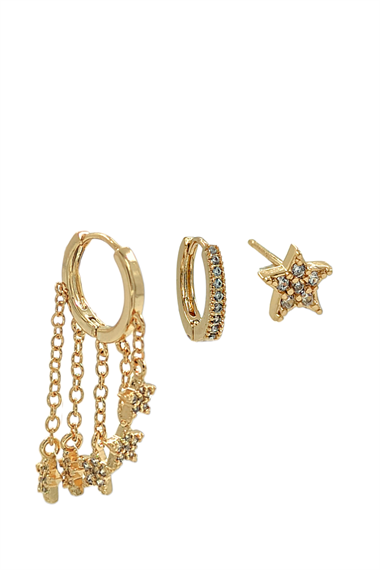 Premium 3lü Yıldız Küpe Kombin