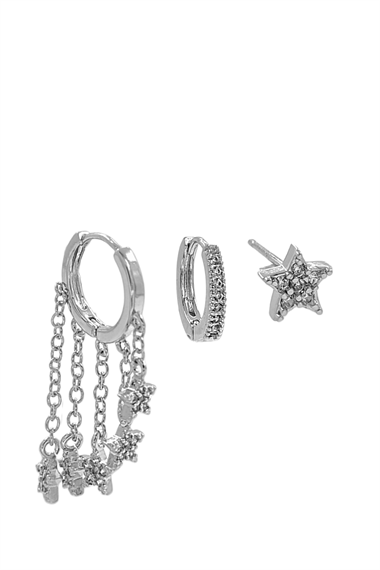 Premium 3lü Yıldız Küpe Kombin