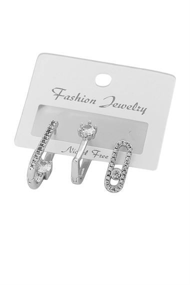 Premium 3lü Zirkon Taşlı Küpe Kombin