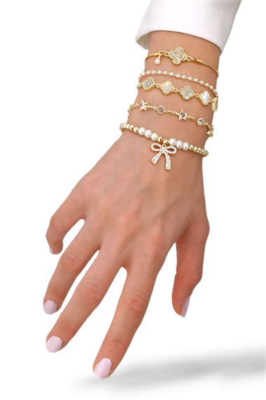 Premium 5li Taşlı Fiyonk İncili Bileklik Kombin