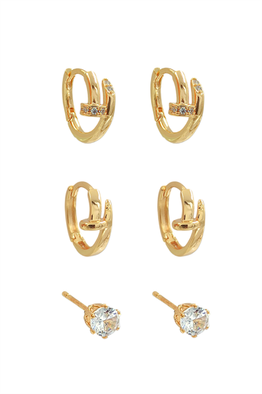 Premium 6lı Taşlı Çivi Küpe Kombin