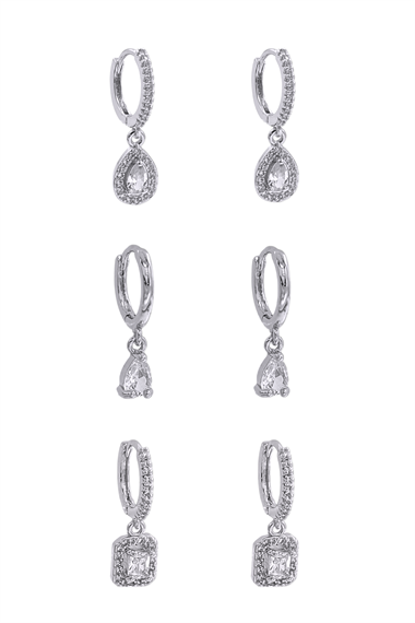 Premium 6lı Zirkon Taşlı Damla Küpe Kombin 