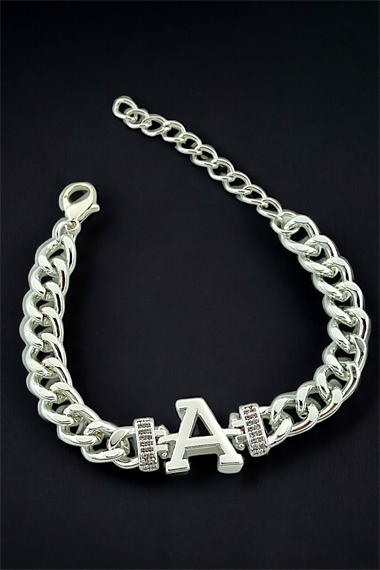 Premium A Harf Bileklik Zirkon Taş