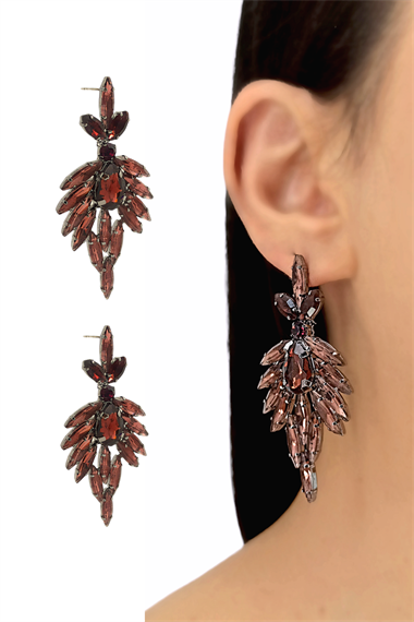 Premium Abiye İnce Damla Taş Küpe