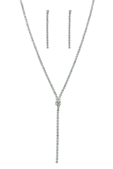 Premium Abiye Taşlı Su Yolu Kolye Küpe Set 